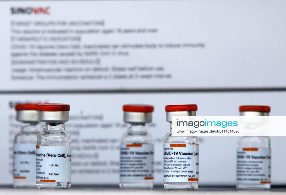 Vials of the Sinovac coronavirus disease (COVID-19) vaccine are pictured during a ceremony to mark the arrival of 200,000 doses of the Sinovac vaccine shipment at Suvarnabhumi airport in Bangkok. Bangkok Thailand - ZUMAs197 20210224_zaa_s197_011