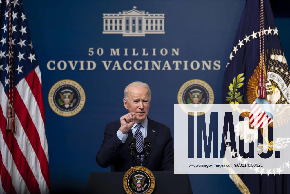 President Joe Biden as he participates in an event commemorating the 50 million COVID-19 vaccine shot during a ceremony at the White House, Thursday, Feb. 25, 2021 Washington USA - ZUMAs152 20210225_zaa_s152_195