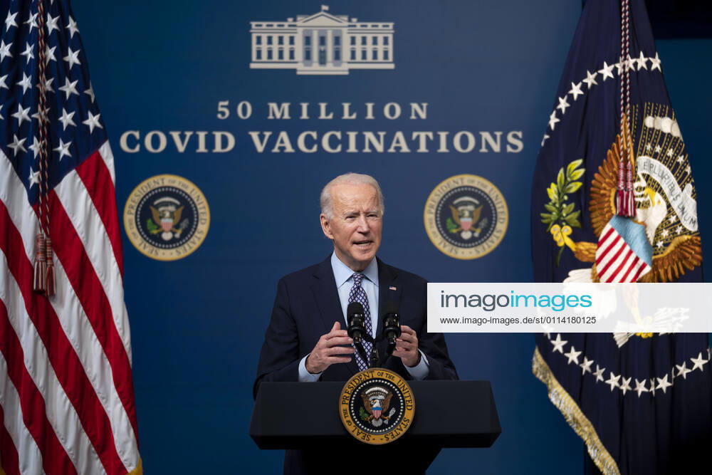 President Joe Biden as he participates in an event commemorating the 50 million COVID-19 vaccine shot during a ceremony at the White House, Thursday, Feb. 25, 2021 Washington USA - ZUMAs152 20210225_zaa_s152_199