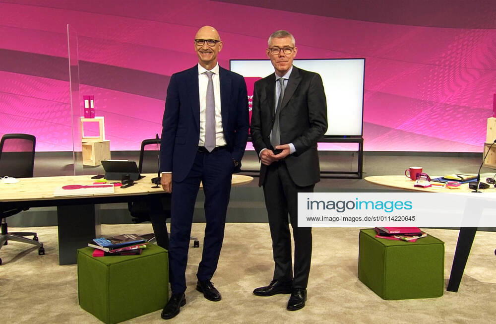Germany, Bonn, 26 02 2021 Annual Press Conference of Deutsche Telekom AG Photo Timotheus Hoettges, Chairman of the Board of Management and Chief Financial Officer Christian P Illek digital photos of the broadcast Annual Press Conference of Deutsche Telekom AG