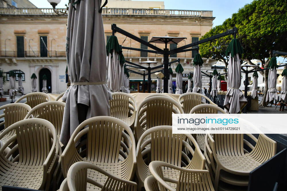 (210305) -- VALLETTA, March 5, 2021 -- Photo taken on March 5, 2021 shows closed dining area of a restaurant in Valletta, Malta. Malta has ordered the closure of the country s restaurants along with clubs, bars and places of entertainment until April 11 in a raft of measures to contain the spread of COVID-19, Prime Minister Robert Abela said on Thursday. (Photo by Xinhua) MALTA-VALLETTA-COVID-19-MEASURES JonathanxBorg