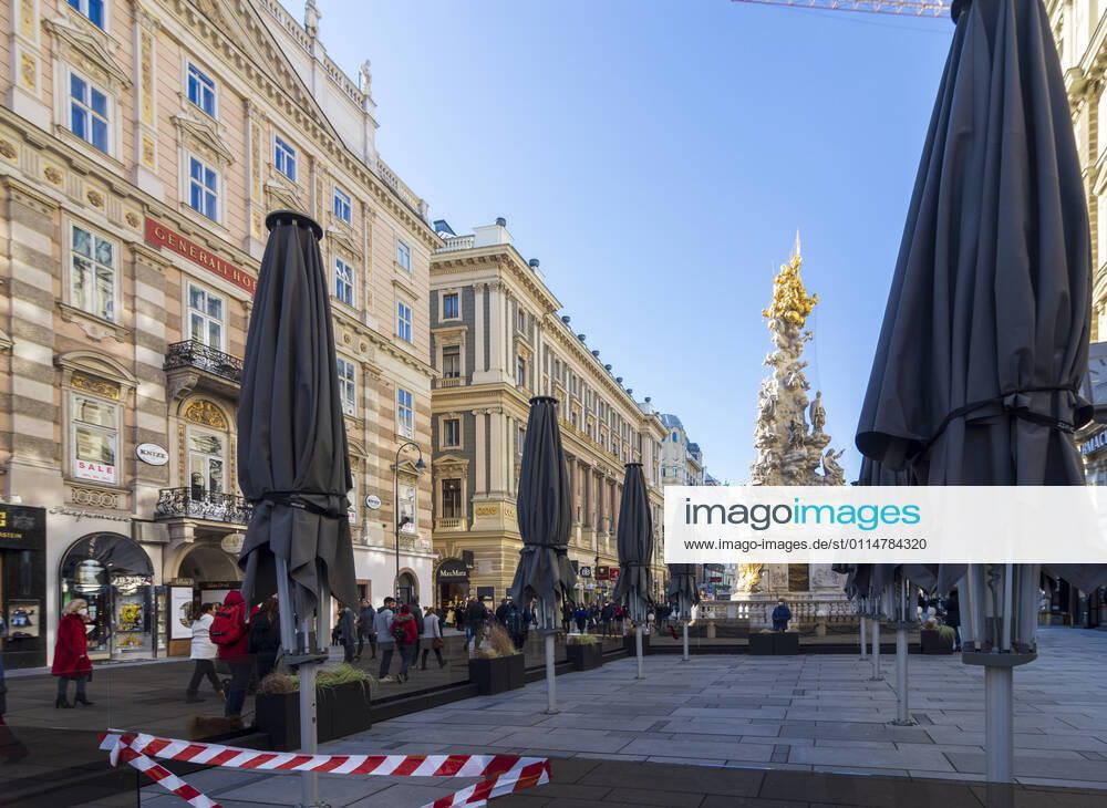 Street Graben, closed restaurant area due to COVID-19 Wien, Vienna Wien Austria 01. Old Town