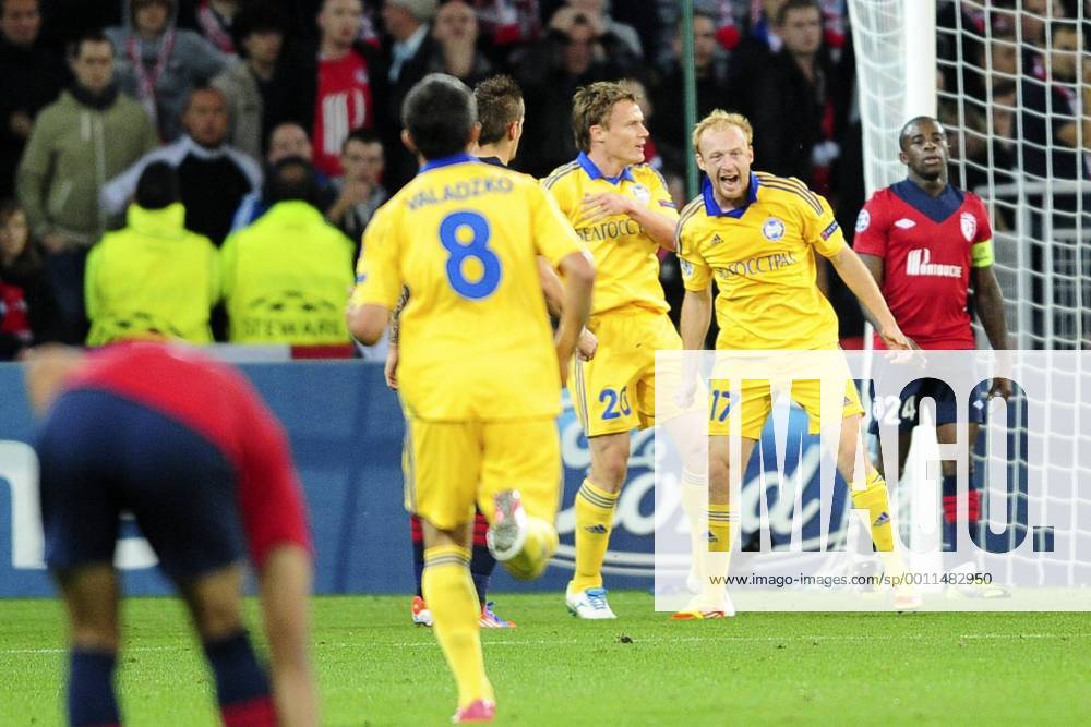 Joie des joueurs du Bate Borisov apres le but de Vitali Rodionov FOOTBALL : Losc Lille vs Fc Bate Borisov xJBAutissierx