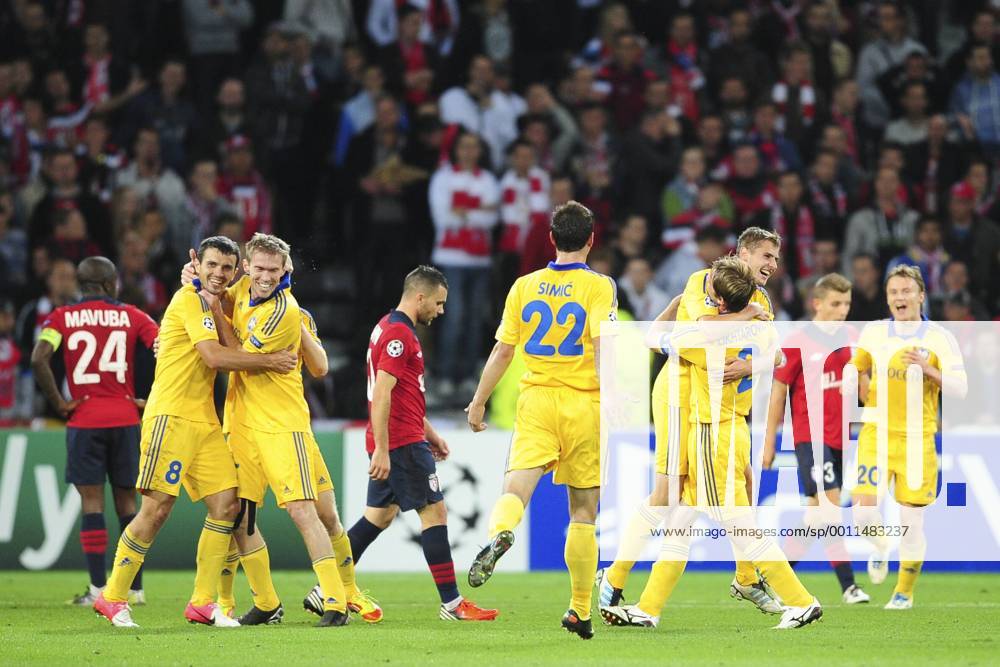 Joie des joueurs du Bate Borisov apres le but de Edgar Olekhnovich (Borisov) FOOTBALL : Losc Lille vs Fc Bate Borisov xJBAutissierx