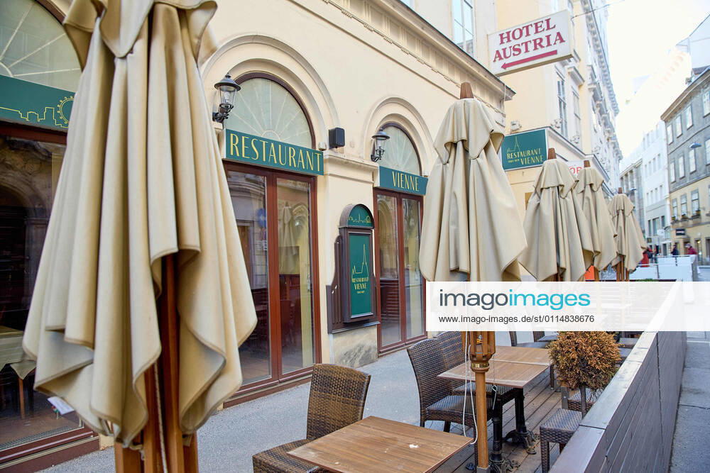 (210306) -- VIENNA, March 6, 2021 -- Photo taken on March 6, 2021 shows a closed restaurant in Vienna, Austria. For the year 2020, Austria s GDP recorded the most striking decline since 1945 with a minus of 6.6%. (Photo by Xinhua) AUSTRIA-VIENNA-COVID-19-GDP-DECLINE GeorgesxSchneider
