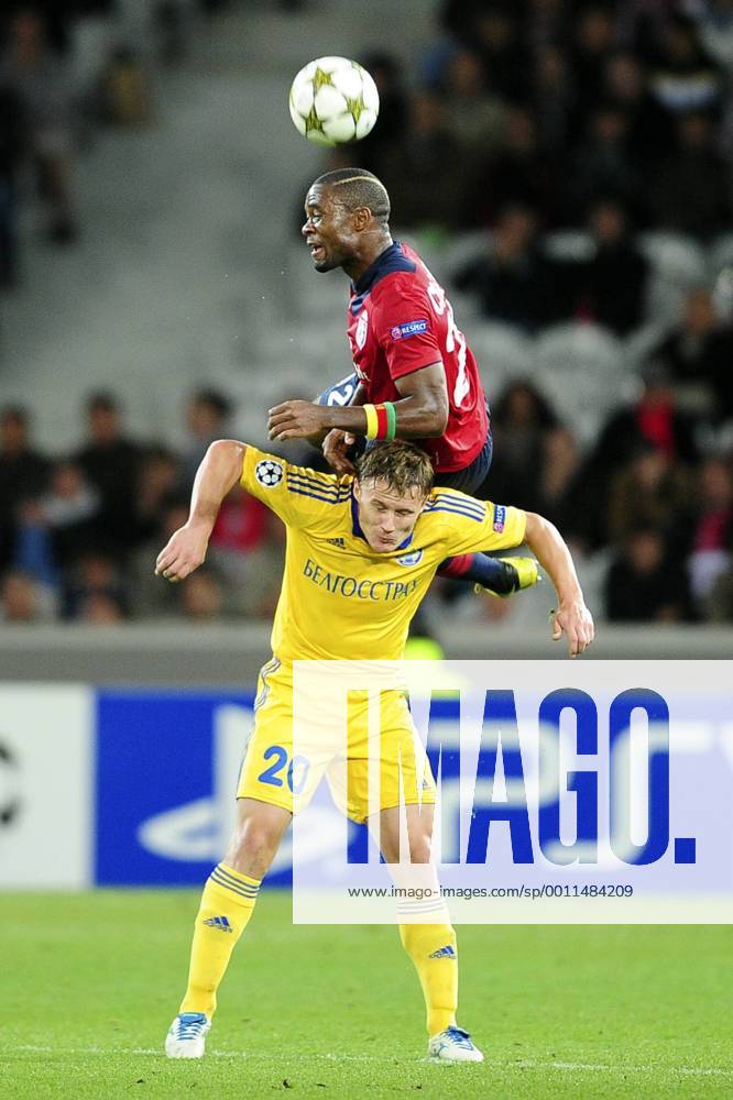 Aurelien Chedjou (Losc) vs Vitali Rodionov (Borisov) FOOTBALL : Losc Lille vs Fc Bate Borisov - champions League - 19 09 2012 JBAutissier Panoramic