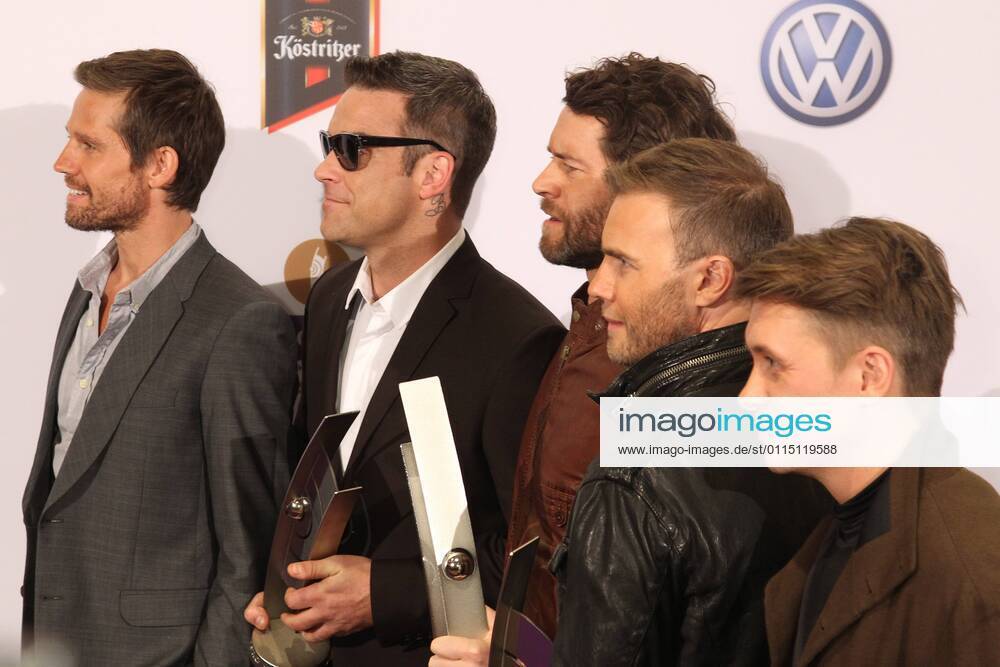 Award winner Take That with Robbie Williams at the Echo 2011 the German Music Award at the award wall in the Messe Berlin am Funkturm It is the 20 Echo 20 years Echo