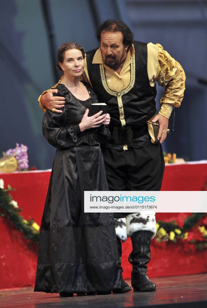 Gudrun Landgrebe role Mother , Peter Willy Willmann role Everyman Premiere Everyman at the Thurn and Taxis Castle Festival 2011 in Regensburg