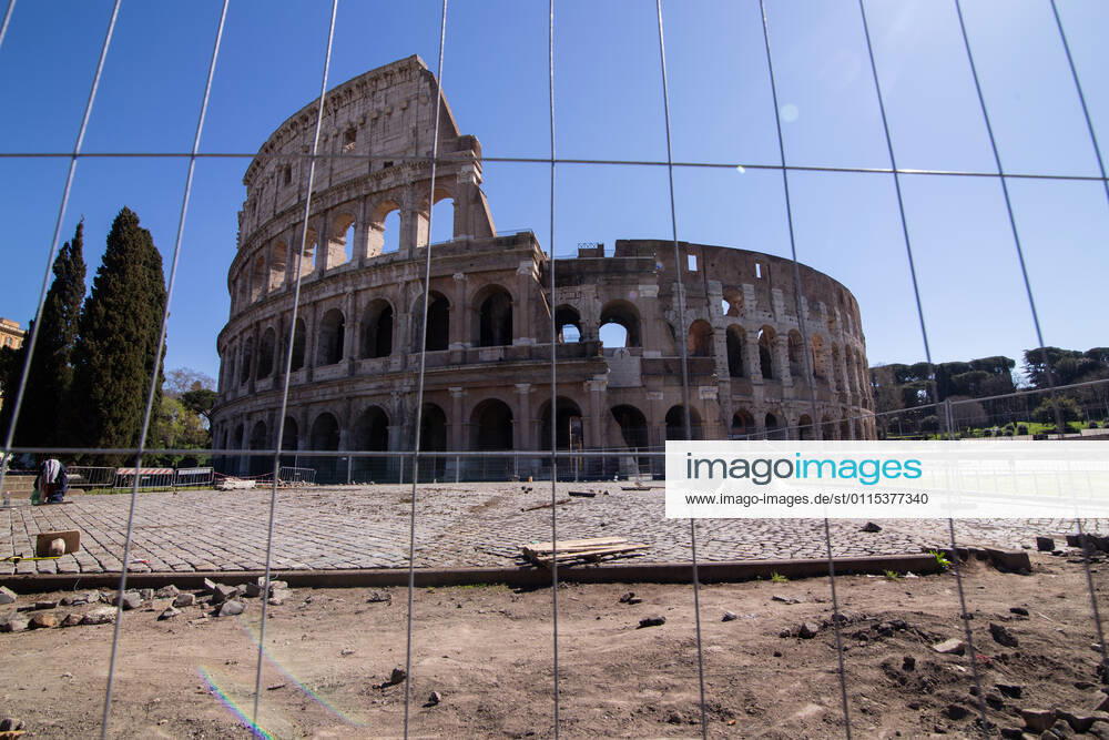 Rome: Colosseum on first day of Red Zone View of Colosseum on the first day with the restrictions of red zone for the fight against the Covid-19 pandemic Rome Italy