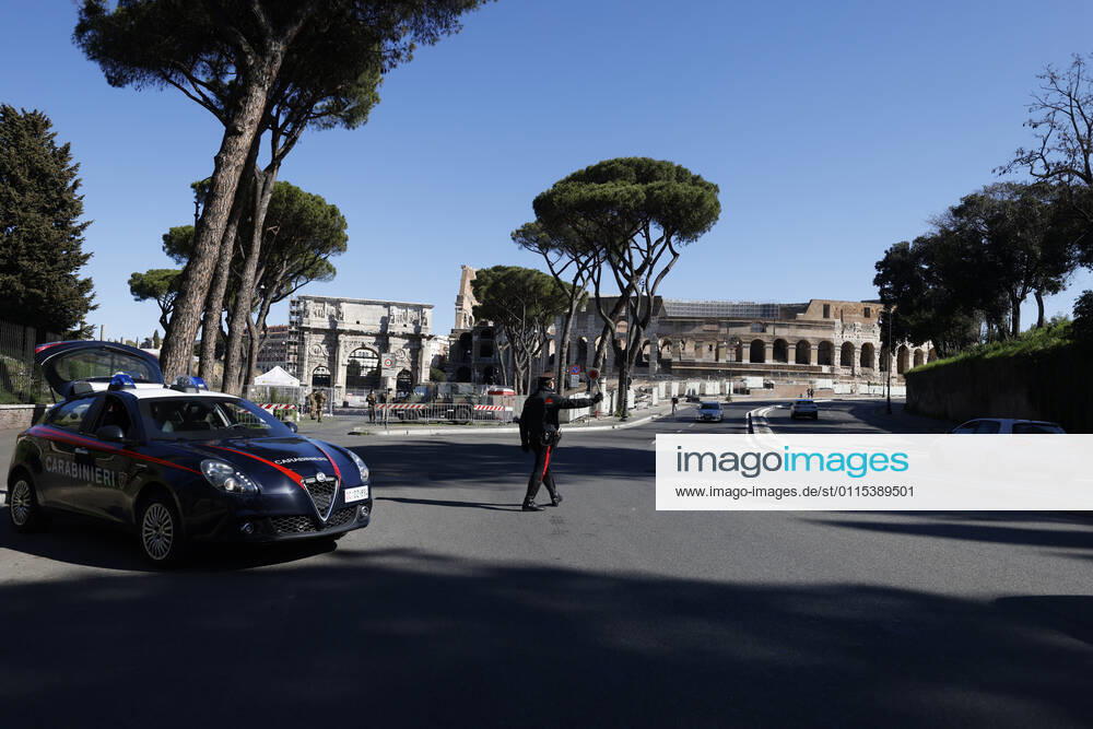 Rome, March 15, 2021. Checks and checkpoints during the first day of lockdown due to the Covid-19 epidemic Editorial Usage Only