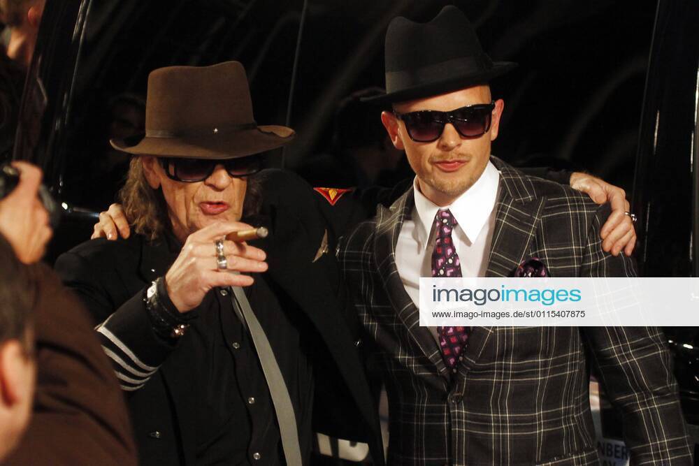 Udo Lindenberg and Jan Delay at the Echo 2012 the German Music Award on the Red Carpet before the award ceremony signing autographs at the Messe Berlin