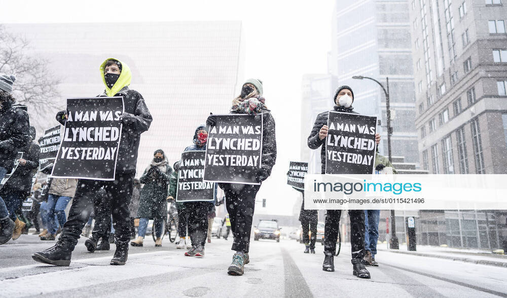 Protesters blocked streets near the Hennepin County Government Center to protest concerns of jury selections in the trial of former Minneapolis police Officer Derek Chauvin on Monday, March 15, 2021, In Minneapolis. Minneapolis United States - ZUMAm67_ 20210315_zaf_m67_030