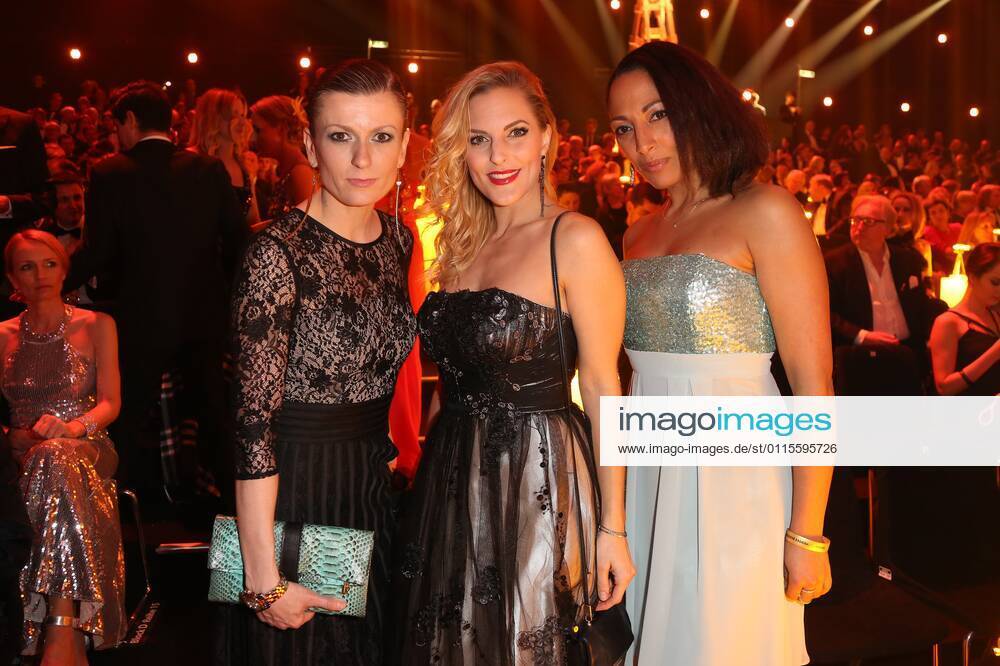 Lucy Diakovska, Sandy Moelling and Jessica Wahls at the party at the HOERZU 50 Golden Camera Awards 2015 at the Hamburg Messe und Congress GmbH in Hamburg, Germany