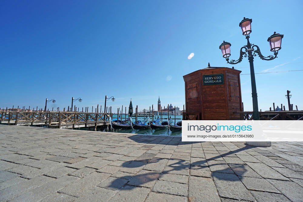 VENICE, LOCKDOWN SECOND SEASON Lockdown second season in Venice, gondola rent service stopped due to covid emergency, in st. Markus pier. Venezia Italy