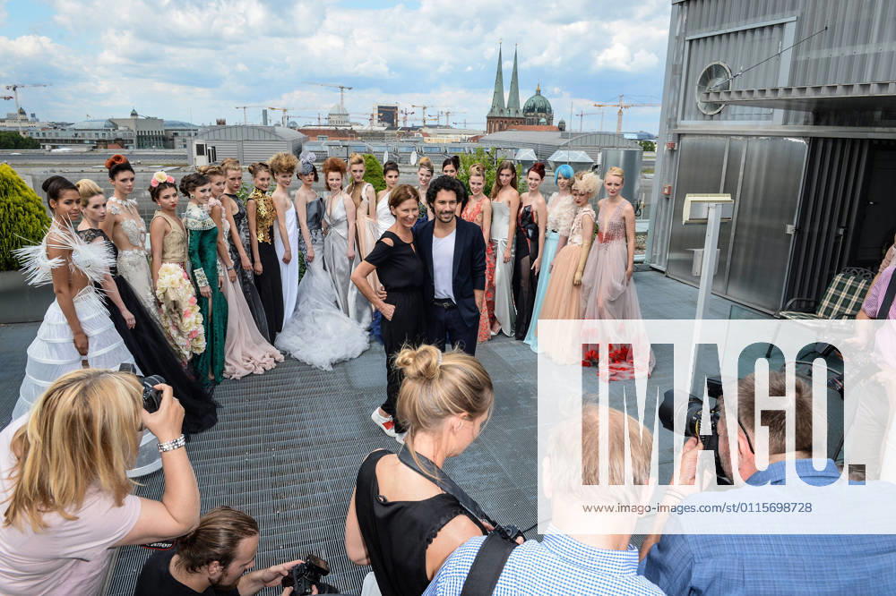 Boris Entrup Eva Lutz Designer and Managing Director of the fashion label Minx 22 models on the roof terrace Preliminary round of the L O B Fashion Award 2016 at the Embassy of the Kingdom of the Netherlands in Berlin A top-class jury will select the 10 best dresses, which will be presented to the guests and the press at the Leipzig Opera Ball on 10 Se