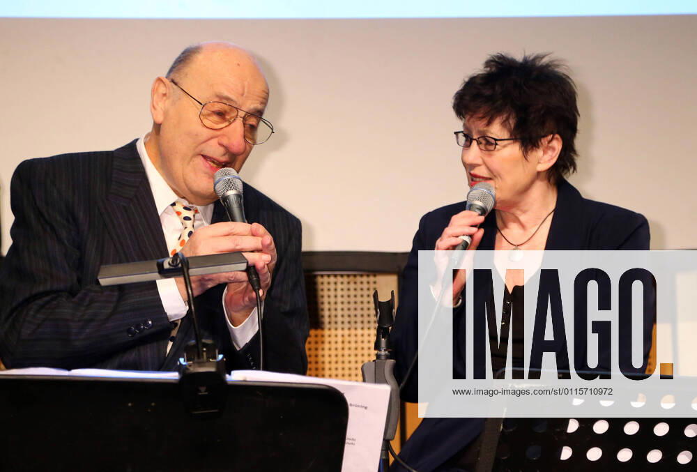 Laureate Manfred Krug with singer Uschi Bruening at the Paula award ceremony 2016 to Manfred Krug at the IHK building in Berlin , of Progress Filmverleih at the 66nd Berlin International Film Festival BERLINALE 2014, La Berlinale Le 66e festival international du film de Berlin