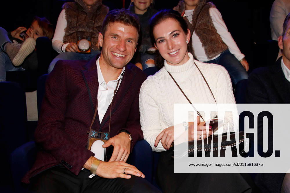 Thomas Müller with his wife Lisa Müller during the break at the world premiere of EQUILA at the Apassionata Showpalast Munich