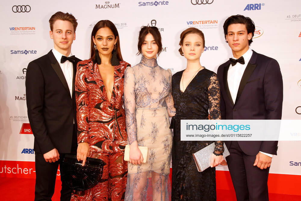 Timmi Trinks, Nilam Farooq, Lisa Marie Koroll, Sonja Gerhardt and Emilio Sakraya Moutaoukkil on the Red Carpet at the 45th German Film Ball at the Hotel Bayerischer Hof in Munich NEW STARS @ DEUTSCHER FILMBALL