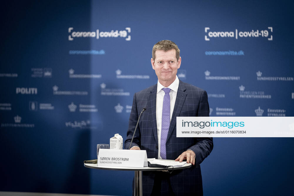 Director of the National Board of Health, Soeren Brostroem during a press briefing on the status of examination of the AstraZeneca vaccine which has been on a 14-day break and it takes place in Eigtveds Warehouse in Copenhagen, Thursday 25 March 2021, Copenhagen Denmark