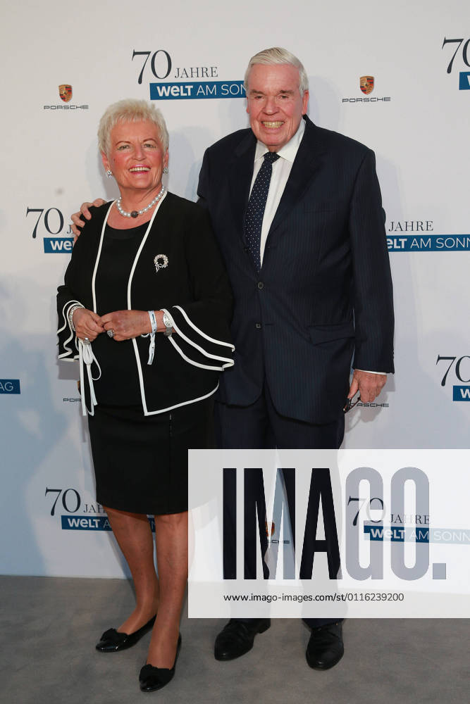 Klaus Michael Kühne and wife Christine on the grey carpet at the 70th anniversary of WELT AM SONNTAG Hotel THE FONTENAY in Hamburg