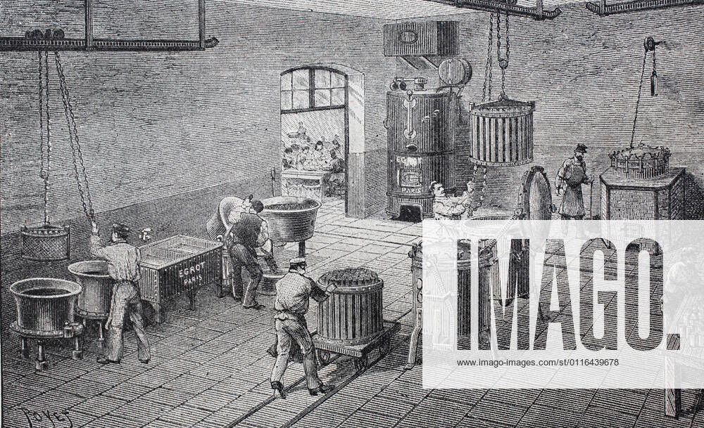 Farbik for canning, company Egrot in Paris, France Farbik für Konserven, Firma Egrot in Paris, Frankreich, Historisch, historical, digital improved reproduction of an original from the 19th century digitale Reproduktion einer Originalvorlage aus dem 19. Jahrhundert, (Originaldatum nicht bekannt) 1f-4895230