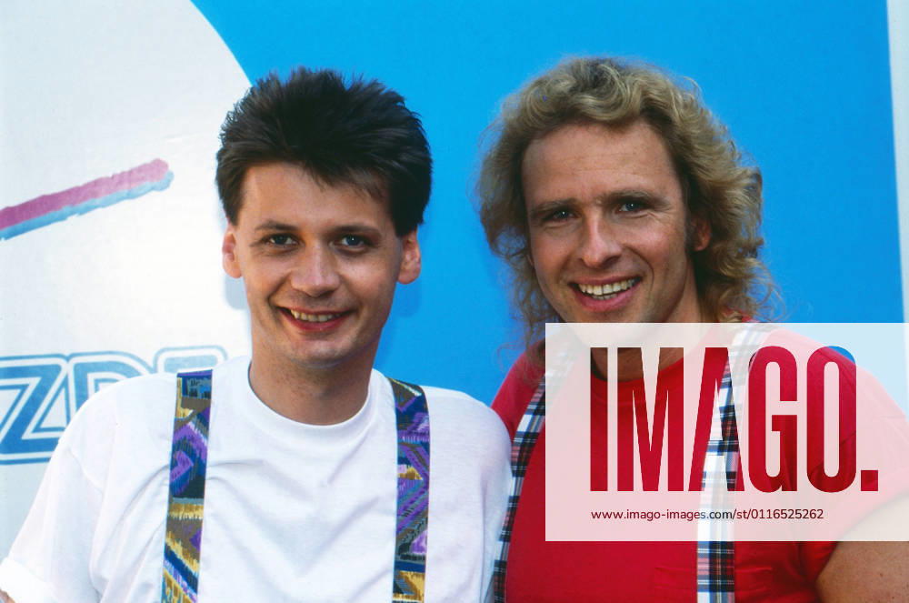 Supertreff on ZDF Supertreff on ZDF, magazine, Germany around 1988, presenters Günther Jauch, Thomas Gottschalk, Mainz Rheinland Pfalz Germany