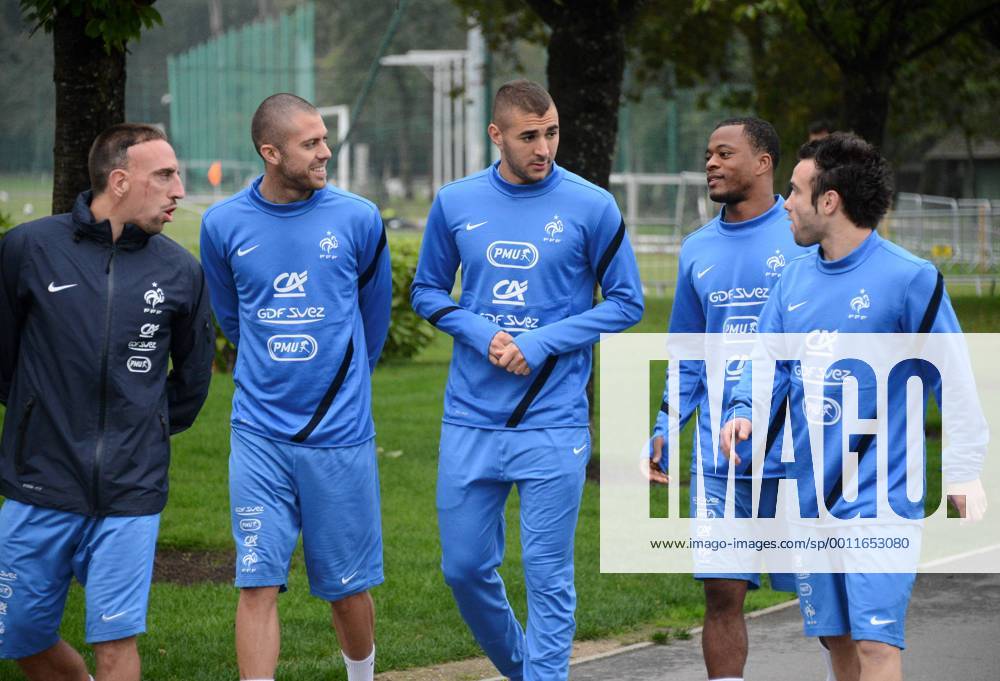 Karim BENZEMA (fra) - Jeremy MENEZ (fra) - Patrice EVRA (fra) - Franck RIBERY (fra) - Mathieu VALBUENA (fra) FOOTBALL : Equipe de France - 10 10 2012 AnthonyBIBARD FEP Panoramic