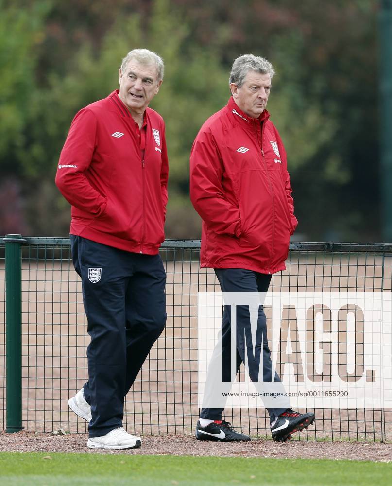 England s Sir Trevor Brooking and Roy Hodgson during training..England Training - London Colney- 11 10 12 - Picture David Klein Sportimage .