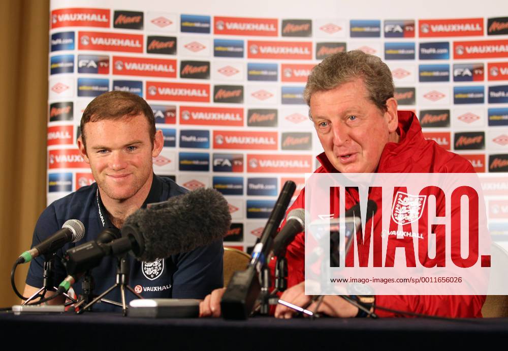 England s Roy Hodgson and Wayne Rooney during their press conference..England Training - London Colney- 11 10 12 - Picture David Klein Sportimage .
