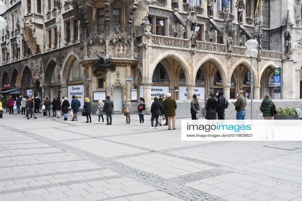 Free Corona test station at the city hall Munich 16 04 21 Marienplatz Munich