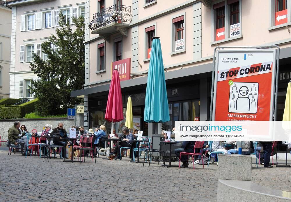 Photo Manuel Geisser 19 04 2021 Corona Pandemic Picture Restaurants with outdoor area can entertain guests again City of Lucerne Cafe Heini