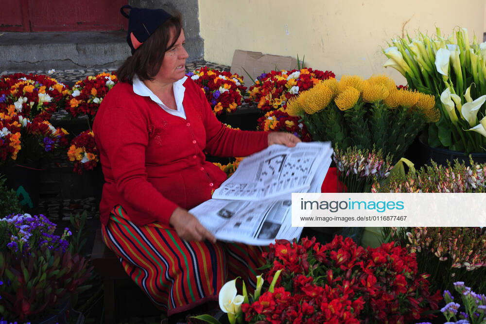 Insel Madeira, Funchal, in der Markthalle Mercado dos Lavradores, Blumenstand