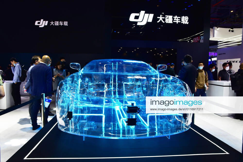 A model car is on display at the DJI Automotive booth during the 19th Shanghai International Automobile Industry Exhibition (Auto Shanghai 2021) at National Exhibition and Convention Center (Shanghai) on April 21, 2021 in Shanghai, China.