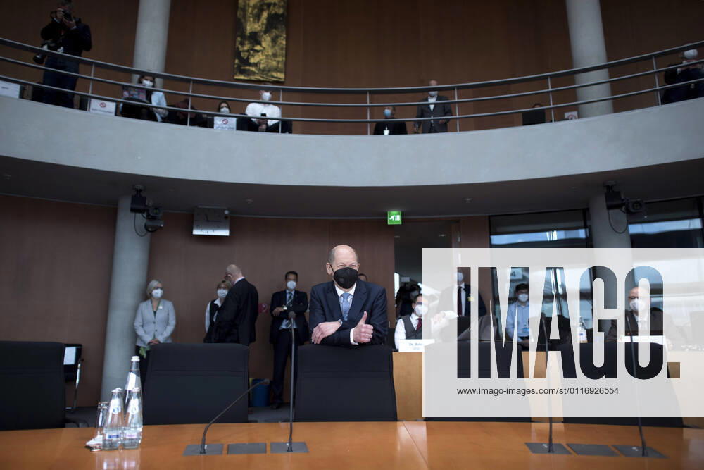 Olaf Scholz, Wirecard Committee DEU, Deutschland, Germany, Berlin, 22 04 2021 Olaf Scholz, Federal Minister of Finance and vice chancellor SPD, with FFP 2 mask, before testifying in front of a parliamentary committee of inquiry investigating the financial scandal over p
