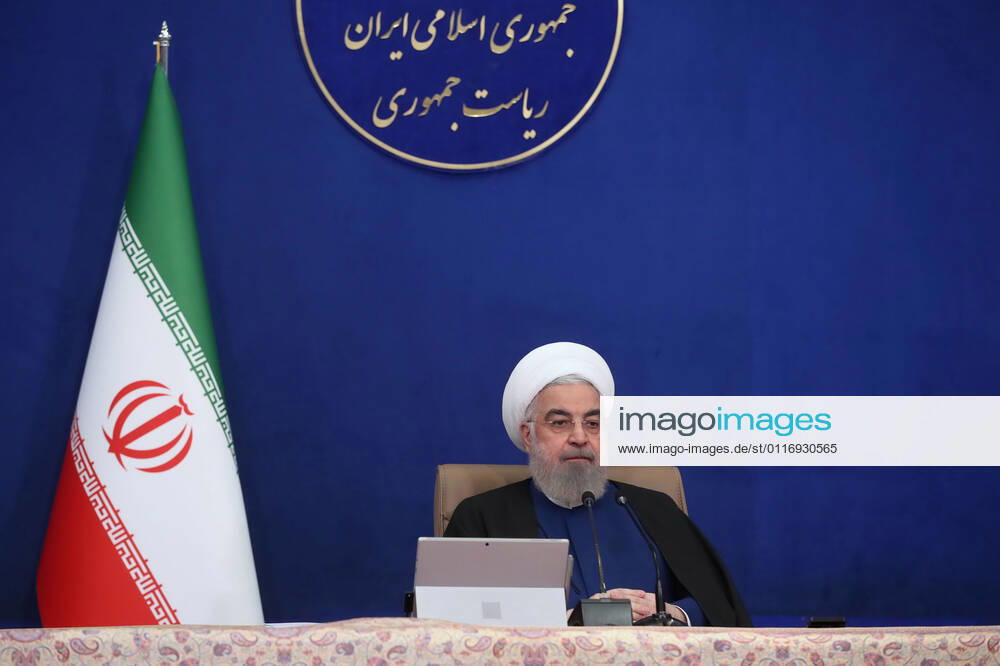 Iranian President HASSAN ROUHANI speaks during a meeting on talks in Vienna and nuclear deal in Tehran, Iran on April 20, 2021. Tehran Iran - ZUMAi98_ 20210421_zih_i98_013