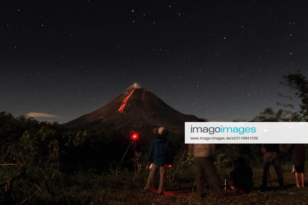 Indonesia s Mount Merapi Spews Lava Lava flows down from the crater of Mount Merapi, Indonesia s most active volcano, as seen from Turi in Yogyakarta on April 24, 2021. Mount Merapi as the volcanic activity increases since November 2020 (Photo by Devi Rahman INA Photo Agency)