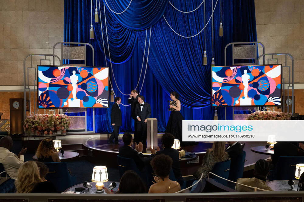 Jaime Baksht, Carlos CortÃ s, Phillip Bladh, Michelle Couttolenc, and Nicolas Becker (on screen) accept the OscarÂ® for Sound during the live ABC Telecast of The 93rd OscarsÂ® at Union Station in Los Angeles, CA on Sunday, April 25, 2021. Los Angeles CA USA