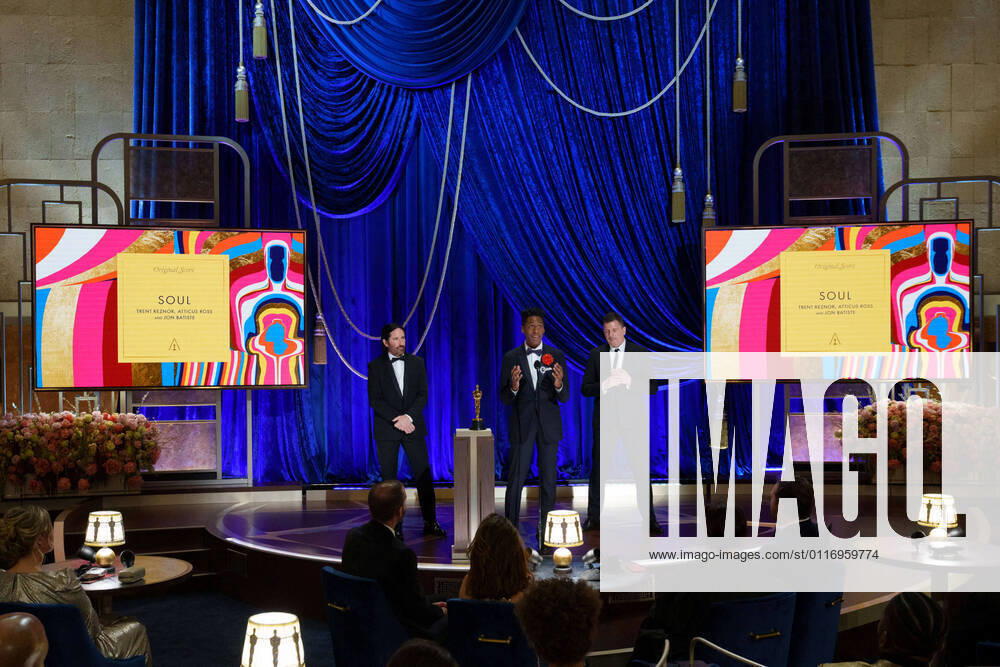 Trent Reznor, Jon Batiste and Atticus Ross accept the Oscars for Original Score during the live ABC Telecast of The 93rd Oscars at Union Station in Los Angeles, CA on Sunday, April 25, 2021. Los Angeles CA USA