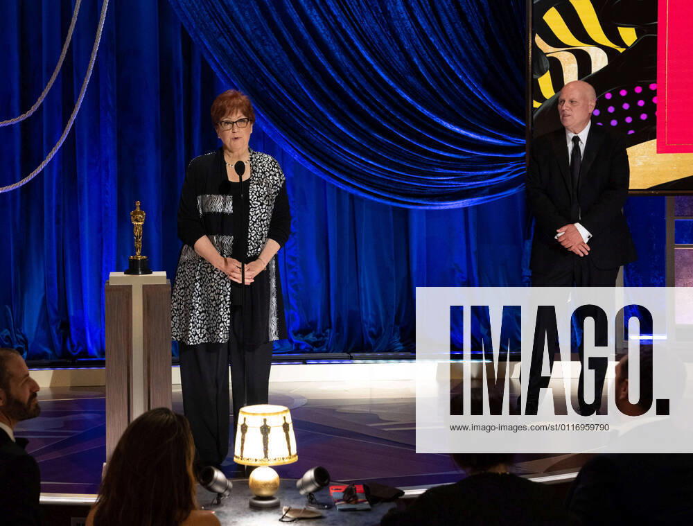 Jan Pascale and Donald Graham accept the Oscars for Production Design during the live ABC Telecast of The 93rd Oscars at Union Station in Los Angeles, CA on Sunday, April 25, 2021. Los Angeles CA USA