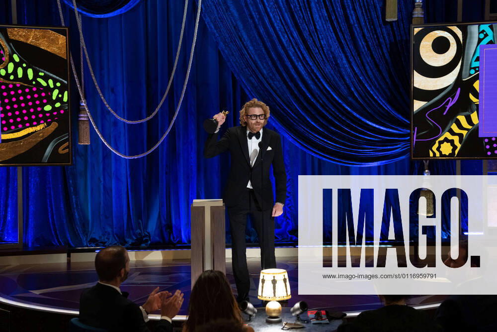 Erik Messerschmidt accepts the Oscars for Cinematography during the live ABC Telecast of The 93rd Oscars at Union Station in Los Angeles, CA on Sunday, April 25, 2021. Los Angeles CA USA
