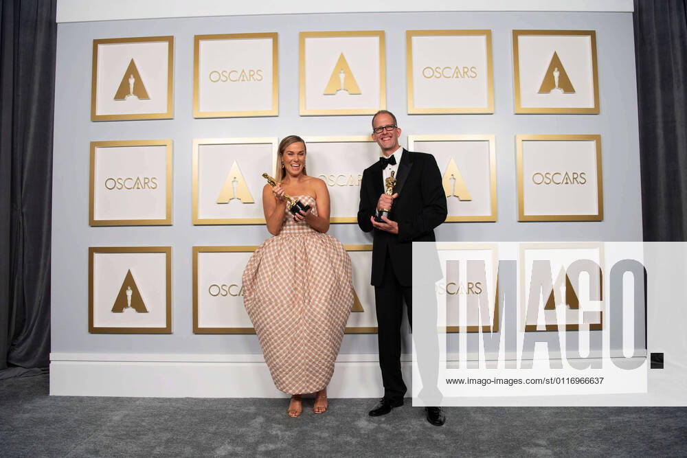 Pete Docter and Dana Murray pose backstage with the Oscars for Animated Feature Film during the live ABC Telecast of The 93rd Oscars at Union Station in Los Angeles, CA on Sunday, April 25, 2021. Los Angeles CA USA 341351095THA