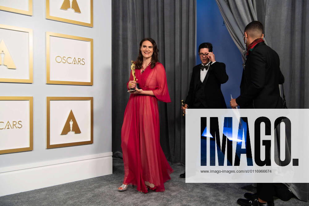 Alice Doyard and Anthony Giacchino head backstage with the Oscars for Documentary Short Subject during the live ABC Telecast of The 93rd Oscars at Union Station in Los Angeles, CA on Sunday, April 25, 2021. Los Angeles CA USA