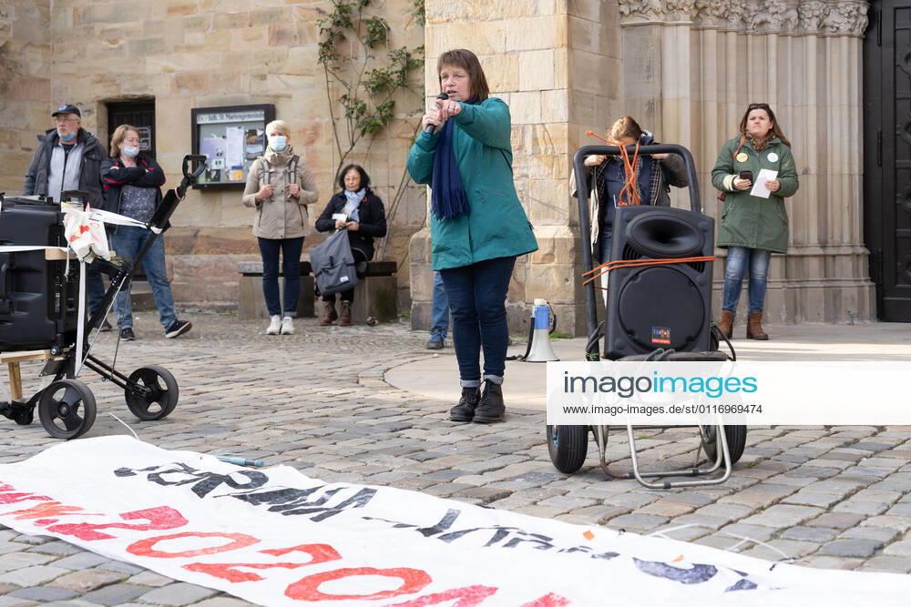 Osnabrueck, Germany 26 April 2021 Querdenker hold another Monday demonstration in Osnabrueck Today, Monday, the Querdenker held a demonstration in Osnabrueck Lower Saxony
