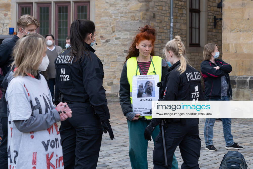 Osnabrueck, Germany 26 April 2021 Querdenker hold another Monday demonstration in Osnabrueck Today, Monday, the Querdenker held a demonstration in Osnabrueck Lower Saxony