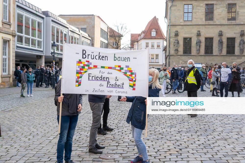 Osnabrueck, Germany 26 April 2021 Querdenker hold another Monday demonstration in Osnabrueck Today, Monday, the Querdenker held a demonstration in Osnabrueck Lower Saxony