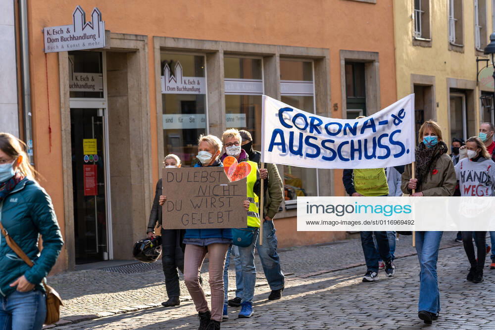 Osnabrueck, Germany 26 April 2021 Querdenker hold another Monday demonstration in Osnabrueck Today, Monday, the Querdenker held a demonstration in Osnabrueck Lower Saxony