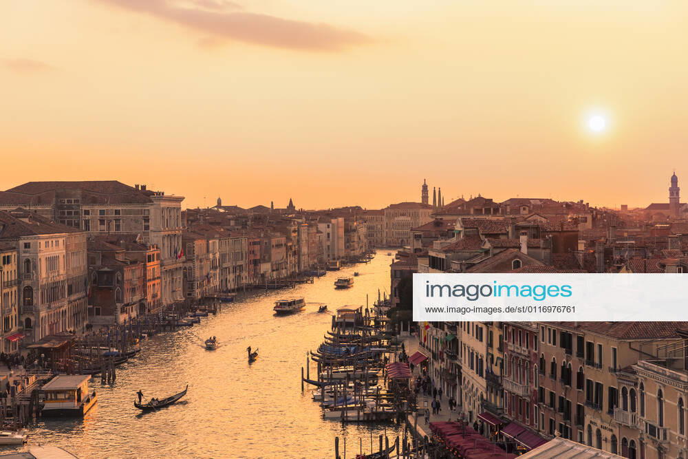 Italy, Veneto, Venice, Grand Canal and surrounding houses at moody sunset MCVF00463