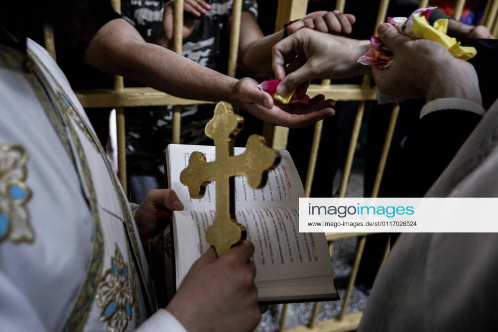 Procession of the Epitaph in Korydalos prison during Orthodox Holy Week. Athens Greece - ZUMAe114 20210430_zaa_e114_011