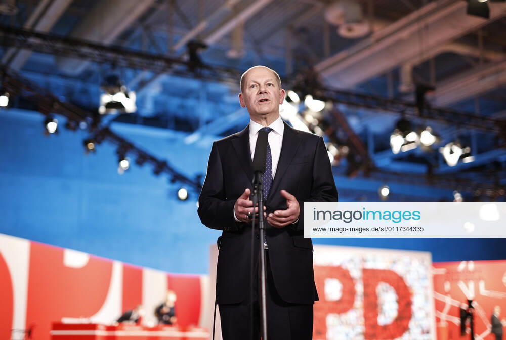 Federal Minister of Finance Olaf Scholz recorded during the digital federal party conference of the SPD in Berlin, 09 05 2021 At the first digital federal party conference in the history of the SPD, Olaf Scholz is to be confirmed as candidate for chancellor and the election program for the federal election is to be decided Berlin Germany