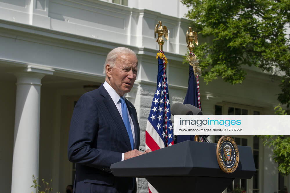 United States President Joe Biden gives remarks on the new Covid-19 Centers for Disease Control mask guidelines in the Rose Garden, at the White House in Washington, DC on Thursday, May 13, 2021. Fully vaccinated people no longer need to wear a face mask or stay six feet away from others in most settings, whether outdoors or indoors, the Centers for Disease Control and Prevention said in updated public health guidance released Thursday Washington USA - ZUMAs152 20210513_zaa_s152_201